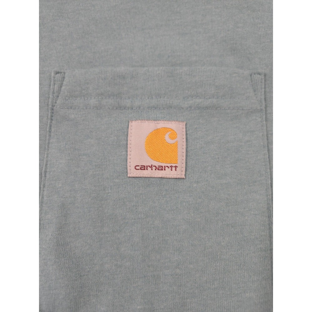 NWT Carhartt Men's Loose Fit Short-Sleeve Henley T-Shirt in heathered sage green - Picture 3 of 7